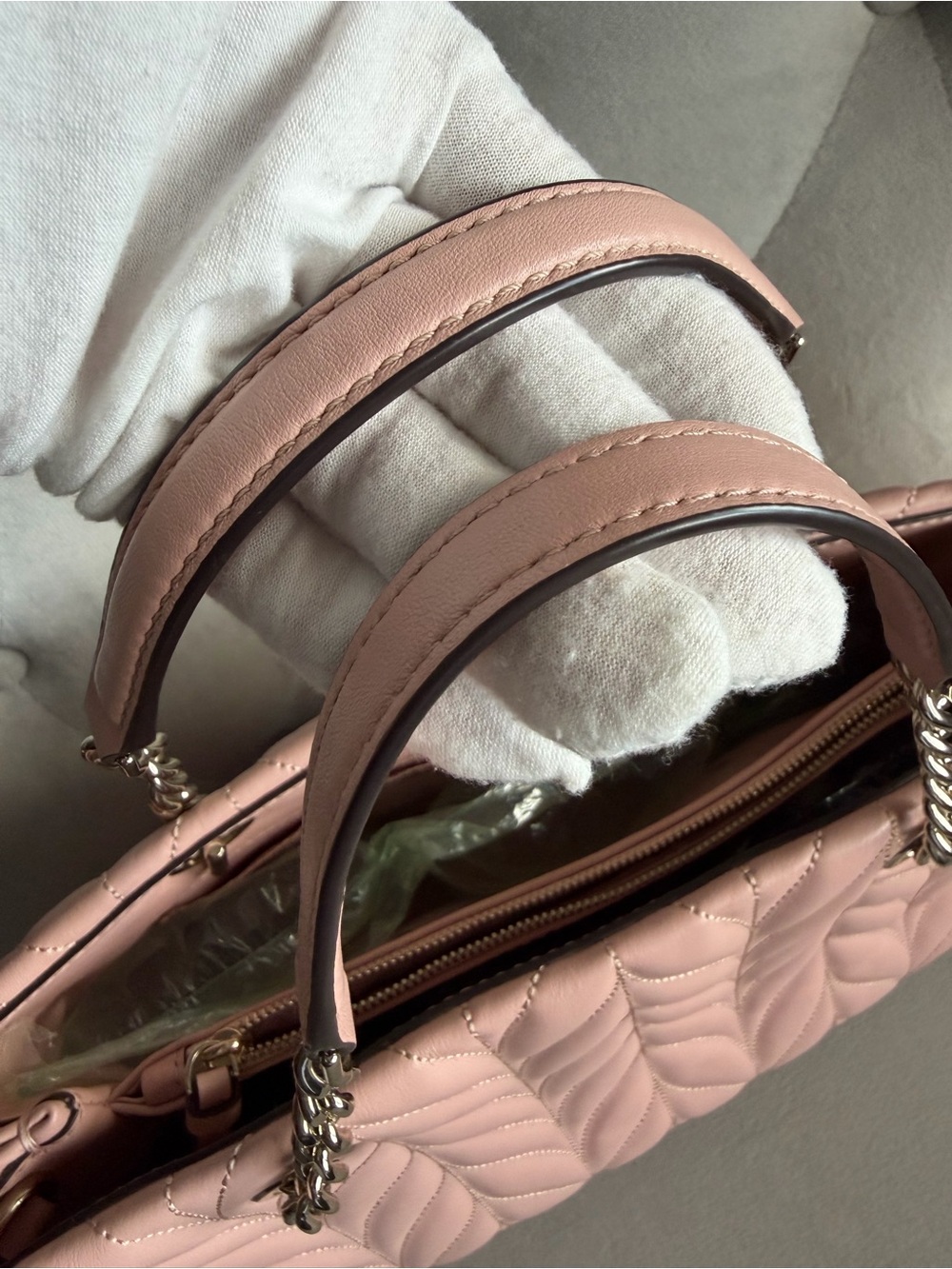 KATE ♠️ SPADE LEATHER Pink Quilted Chain-Handle BAG - Picture 12 of 17